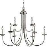 Williamsport 34"W 9 Light Chandelier in Brushed Nickel