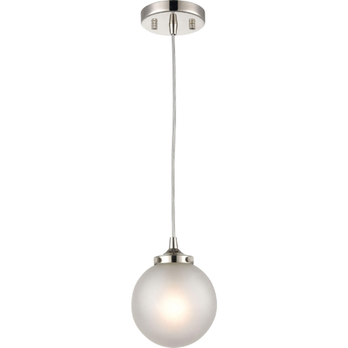 Boudreaux 6"W 1 Light Ceiling Pendant Light in Polished Nickel & Frosted Glass