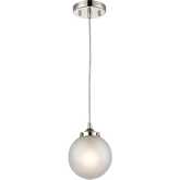 Boudreaux 6"W 1 Light Ceiling Pendant Light in Polished Nickel & Frosted Glass