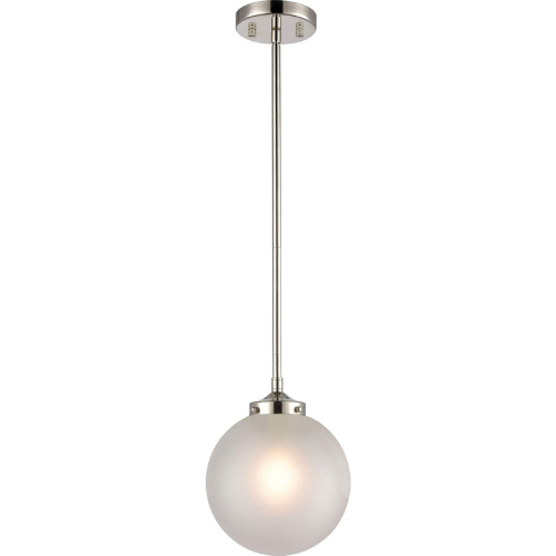 Boudreaux 8"W 1 Light Ceiling Pendant Light in Polished Nickel & Frosted Glass