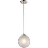 Boudreaux 8"W 1 Light Ceiling Pendant Light in Polished Nickel & Frosted Glass