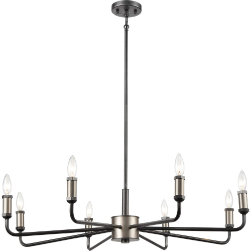 Cortlandt 36"W 8 Light Chandelier in Iron & Silver Finish