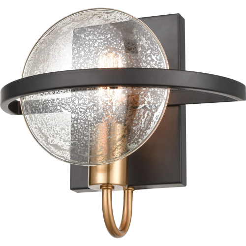 Oriah 9"H 1 Light Wall Sconce in Black, Brass & Silver Mercury Glass