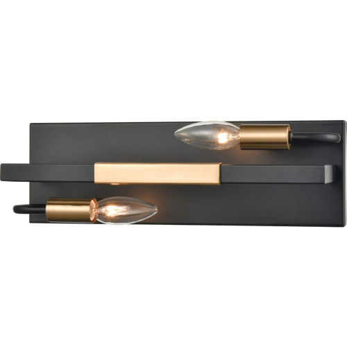 Heathrow 15"W 2 Light Vanity Light in Matte Black & Satin Brass