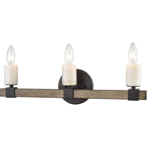 Stone Manor 21"W 3 Light Vanity Light in Black, Aspen Metal & Stone