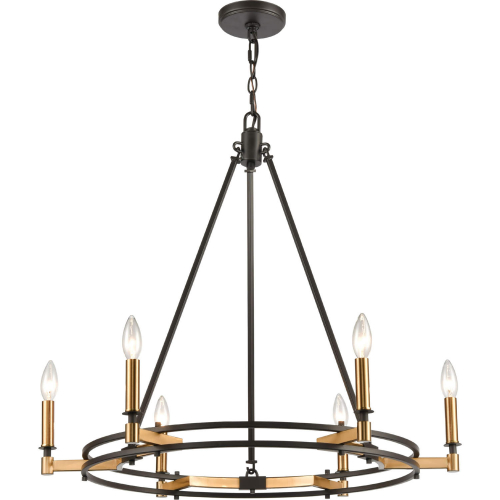 Talia 29"W 6 Light Chandelier in Oil Rubbed Bronze & Satin Brass