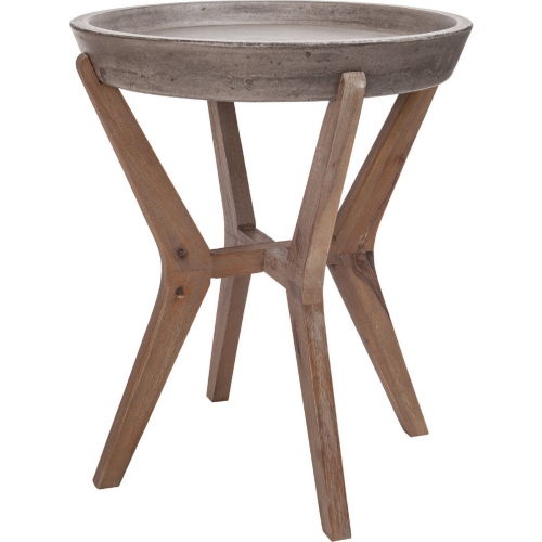 Tonga Side Table in Waxed Concrete & Silver Brushed Woodtone