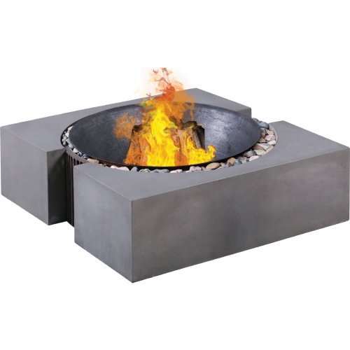 Volcano Outdoor Fire Pit in Gray Concrete & Metal