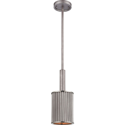 Corrugated Steel 6"W 1 Light Ceiling Pendant Light in Weathered Zinc & Nickel