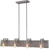 Corrugated Steel 43"W 8 Light Chandelier in Weathered Zinc & Nickel