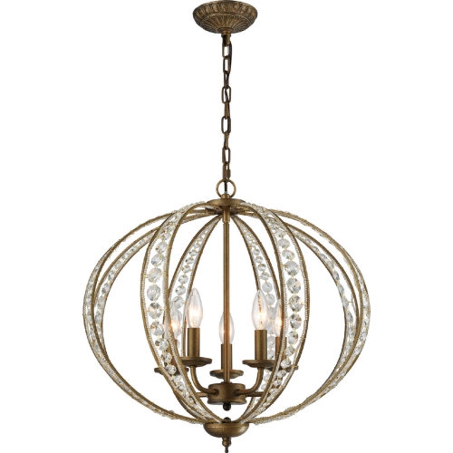 Elizabethan 5 Light Chandelier in Dark Bronze w/ Clear Crystals