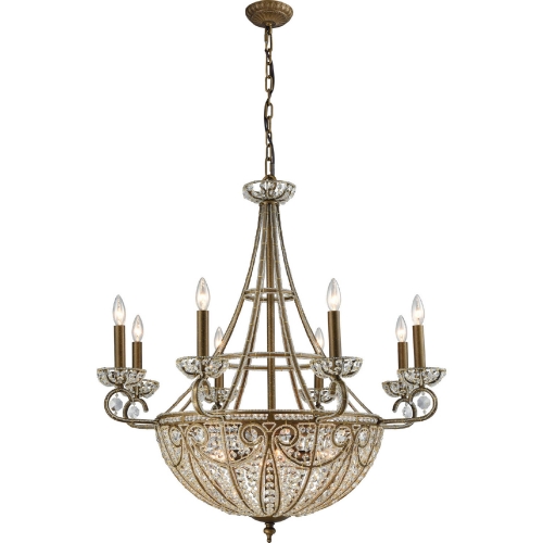 Elizabethan 14 Light Chandelier in Dark Bronze w/ Clear Crystals