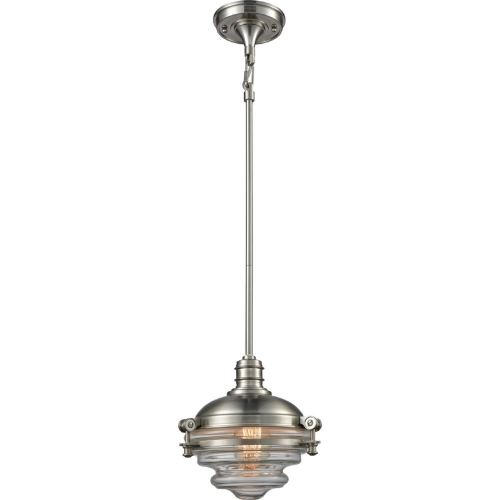 Riley 1 Light Ceiling Pendant in Satin Nickel w/ Clear Glass