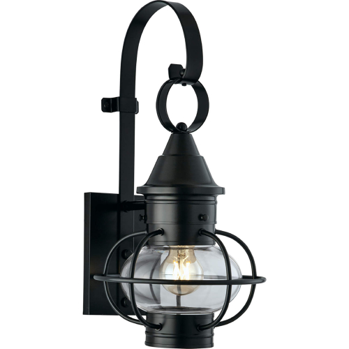 Classic Onion Outdoor Wall Light in Black Metal & Clear Glass