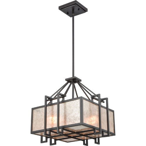 Stasis 3 Light Chandelier in Oil Rubbed Bronze w/ Tan & Clear Mica