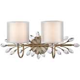 Asbury 24" Wide 2 Light Vanity Light in Aged Silver & Crystal