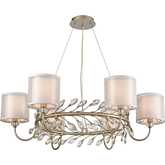 Asbury 34" Wide 6 Light Chandelier in Aged Silver & Crystal