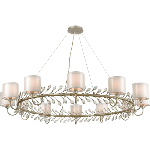 Asbury 62" Wide 12 Light Chandelier in Aged Silver & Crystal