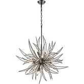 Naples 34"W 11 Light Chandelier in Dark Graphite & Crystal