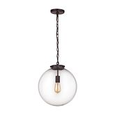 Gramercy 1 Light Ceiling Pendant Light in Oil Rubbed Bronze & Clear Glass