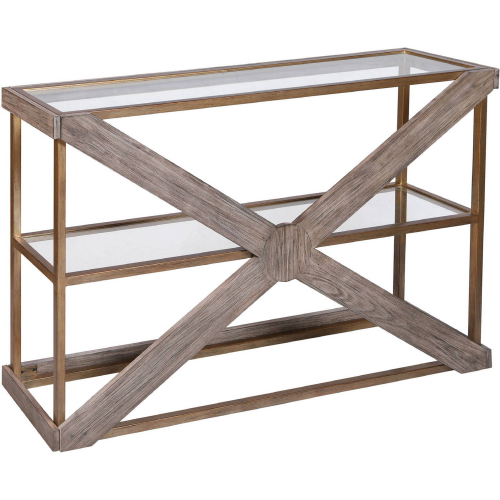 Jordrock Console Table in Wood & Gold Metal