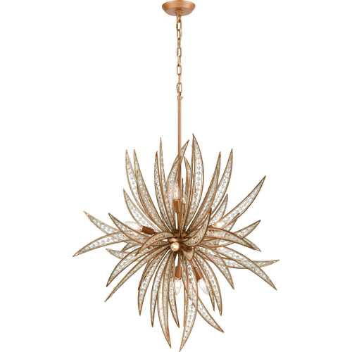 Naples 34"W 11 Light Chandelier in Matte Gold & Crystal