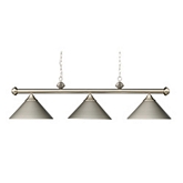 Casual Traditions 3 Light Billiard / Island Light in Satin Nickel w/ Metal Shades