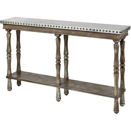 Rhodes Console Table in Oak w/ Antique & Galvanized Metal