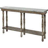 Rhodes Console Table in Oak w/ Antique & Galvanized Metal