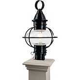 American Onion Outdoor Post Light in Black Metal & Glass