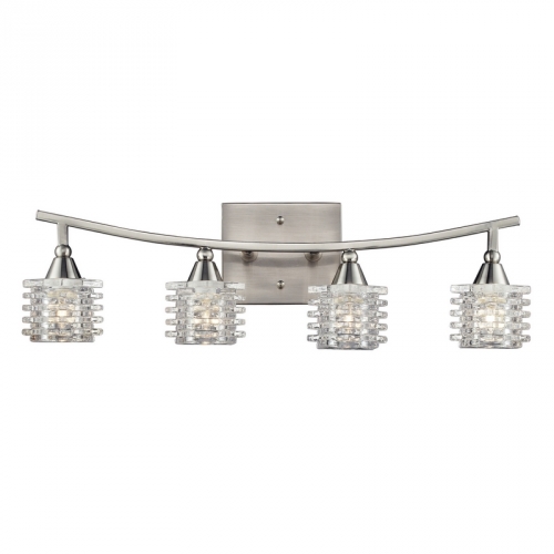 Matrix 4 Light Bath Vanity Fixture in Satin Nickel w/ Clear Stacked Glass