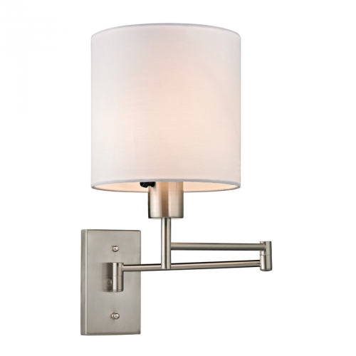 Carson 1 Light Swingarm Wall Sconce in Brushed Nickel with Shade