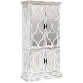 Ounce 4 Door Cabinet in Antique Smoke Gray, Whitewash & Glass