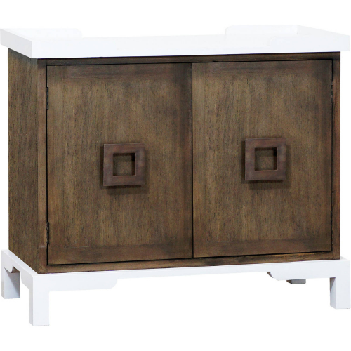 Tower Top 2 Door Cabinet in Brown & White Wood