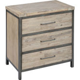 Cork County Chest in Brushed Acacia Wood & Pewter Metal