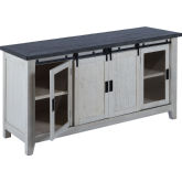 Garcia 3 Door Credenza Cabinet in Antique White & Gray