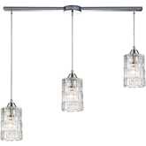 Ezra 36"W 3 Light Pendant in Polished Chrome & Clear Crystal Cut Glass