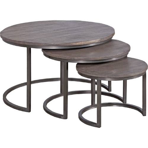 Quint Nesting Side Tables in Wood & Iron (Set of 3)