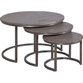 Quint Nesting Side Tables in Wood & Iron (Set of 3)