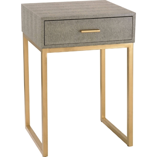 Shagreen Side Table in Grey Faux Shagreen w/ Gold