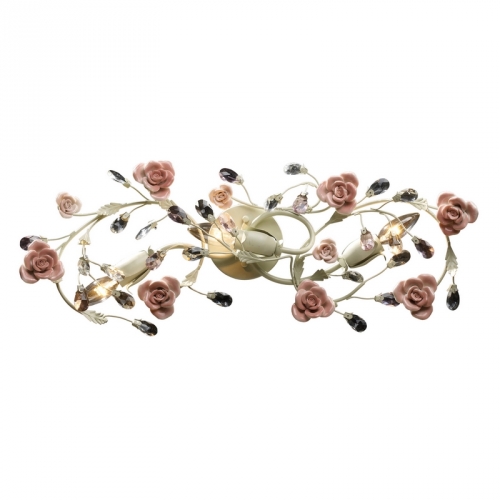 Heritage 3 Light Bath Vanity Fixture in Cream & Porcelain Roses