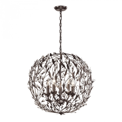 Circeo 5 Light Pendant Light in Deep Rust with Crystal Droplets