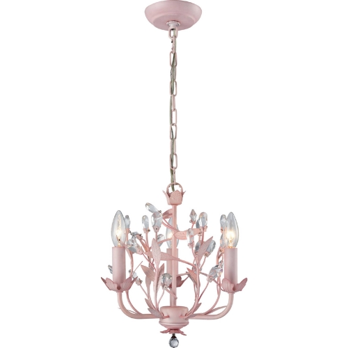 Circeo 3 Light Chandelier in Light Pink w/ Crystals