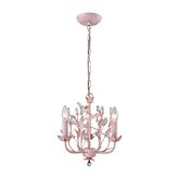 Circeo 3 Light Chandelier in Light Pink w/ Crystals