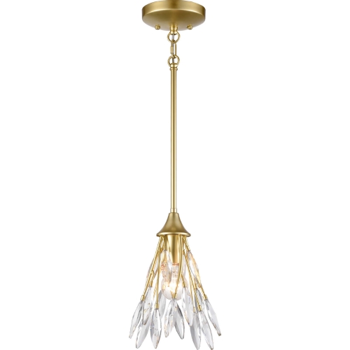 Flora Grace 7"W 1 Light Mini Ceiling Pendant Light in Champagne Gold & Crystal