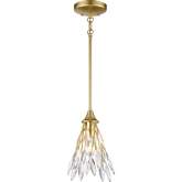 Flora Grace 7"W 1 Light Mini Ceiling Pendant Light in Champagne Gold & Crystal