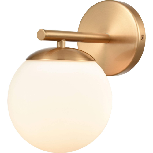 Hollywood Blvd 9"H 1 Light Wall Sconce in Satin Brass & Opal Glass