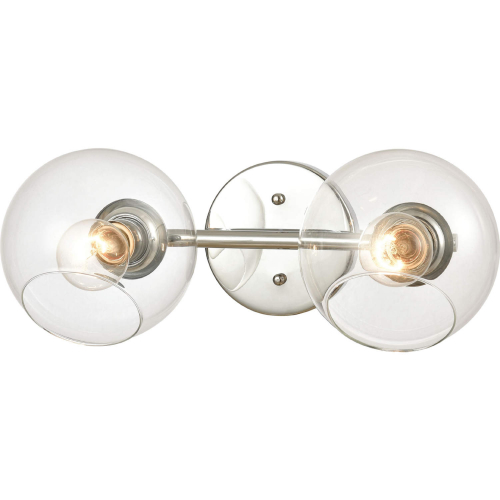 Claro 16"W 2 Light Vanity Light in Polished Chrome & Clear Glass