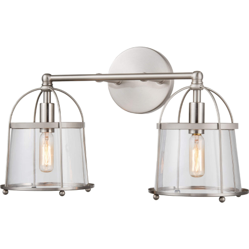 Merrick 17"W 2 Light Vanity Light in Satin Nickel & Clear Glass