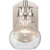 Salamanca 5.5"W 1 Light Vanity Light in Satin Nickel & Seeded Glass